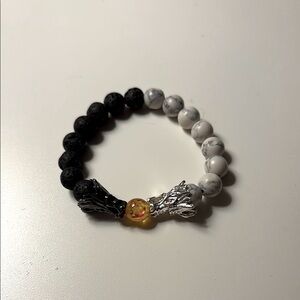 Dragon Bead Bracelet in Black, White, and Silver